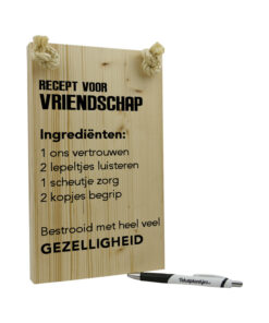 Tekst op hout - recept voor vriendschap