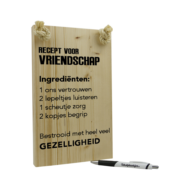 Bestel tekst hout: Recept voor Goedkoop snel in huis!