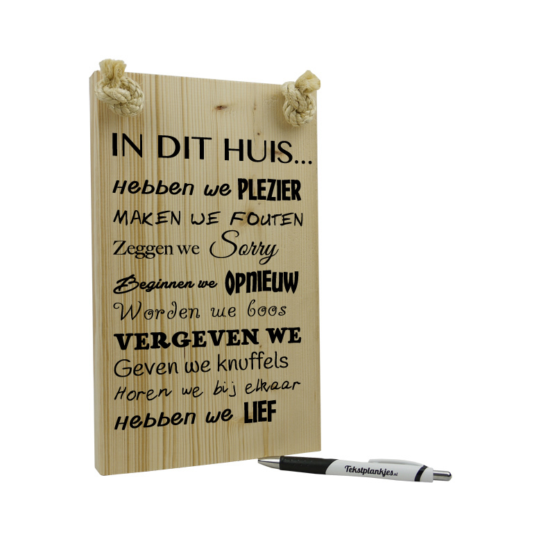 Tekstbord in dit huis