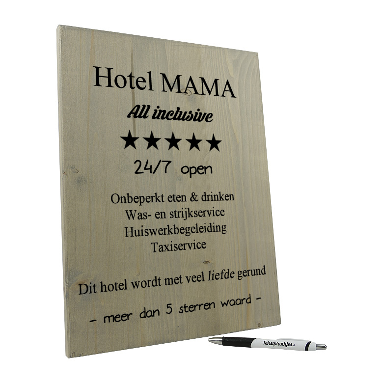 Super Tekst op hout - hotel mama - Tekstplankjes.nl DE-37