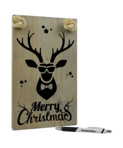 Kerst cadeau - tekst op hout - stoere rendier merry christmas