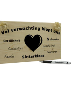 Tekst op hout - Vol verwachting klopt ons hart