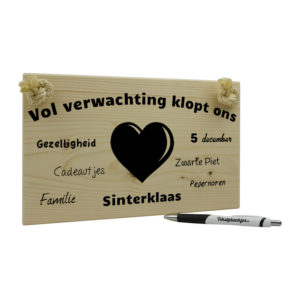 Tekst op hout - Vol verwachting klopt ons hart