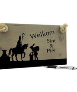 Tekst op hout: Welkom sint en piet