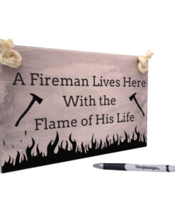 A fireman lives here with the flame of his life vintage look