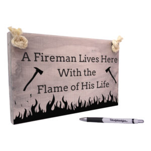 A fireman lives here with the flame of his life vintage look