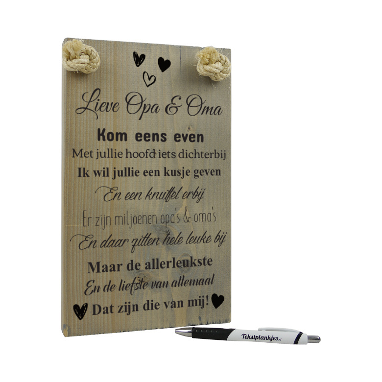 Ongebruikt Tekst op hout, origineel cadeau: De liefste Opa & Oma zijn die van mij CE-01