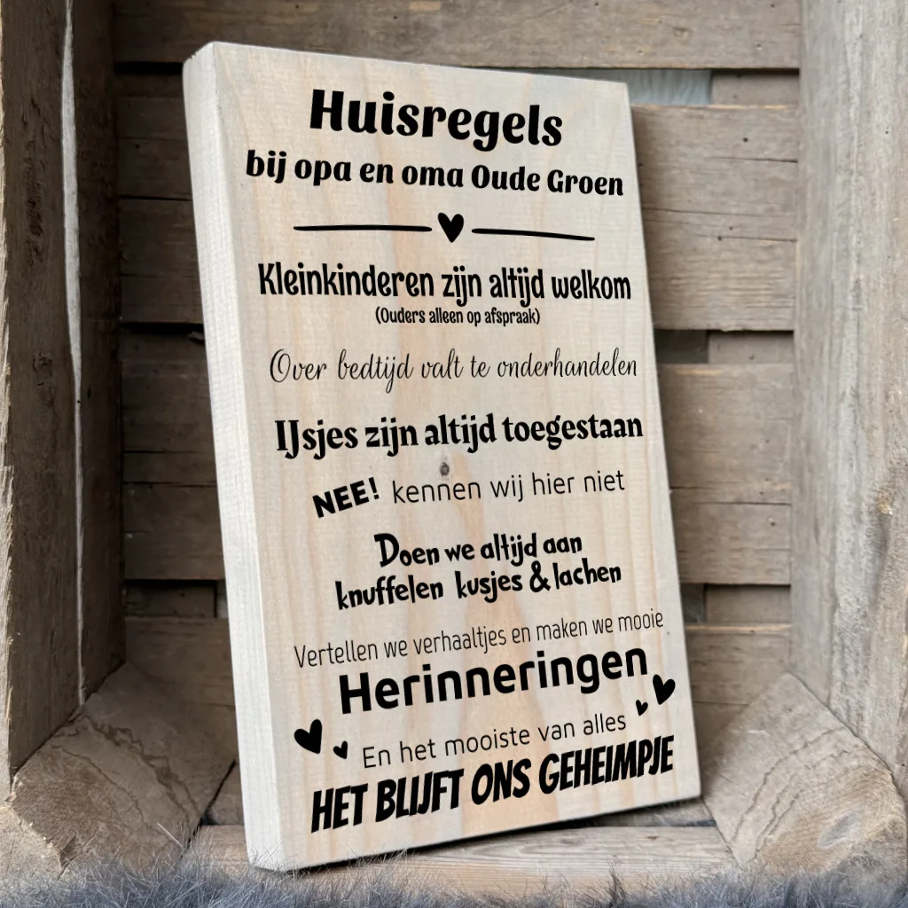 cadeau opa en oma cadeau oma cadeau opa - huisregels bij opa en oma gepersonaliseerd