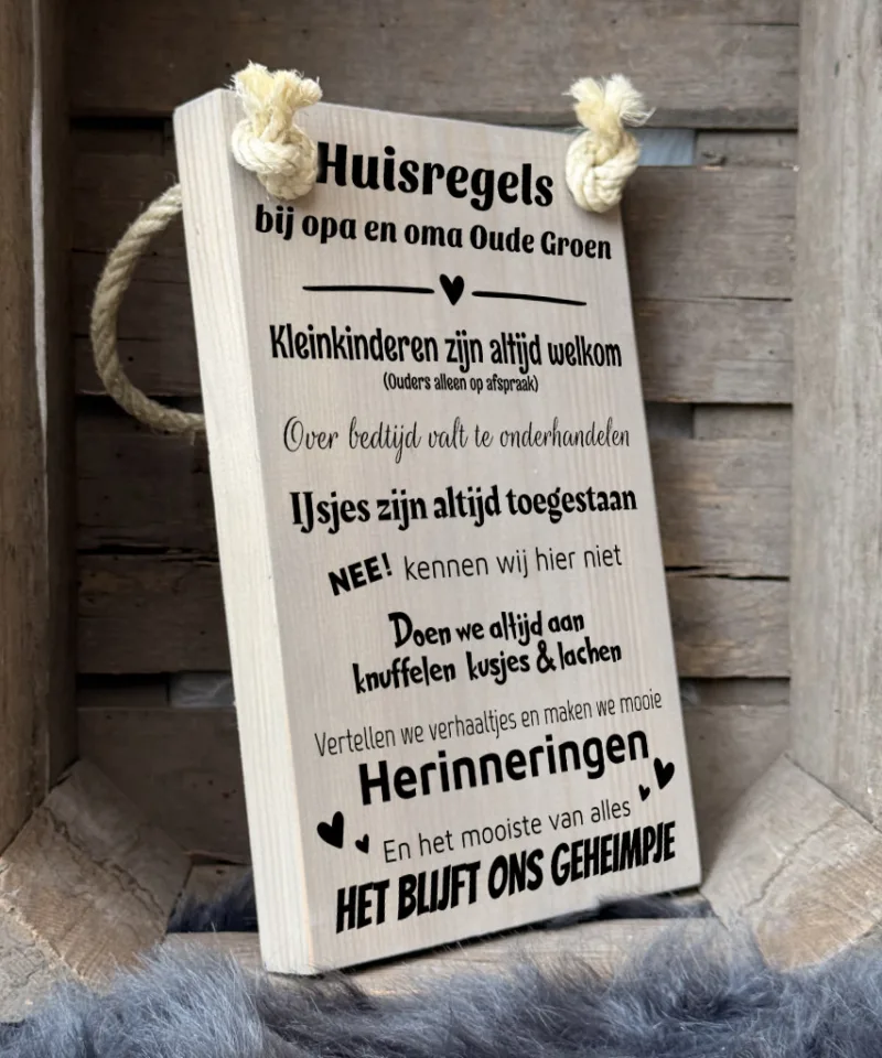 cadeau opa en oma cadeau oma cadeau opa - huisregels bij opa en oma gepersonaliseerd