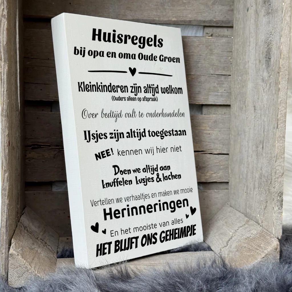 cadeau opa en oma cadeau oma cadeau opa - huisregels bij opa en oma gepersonaliseerd
