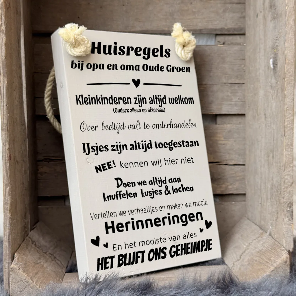 cadeau opa en oma cadeau oma cadeau opa - huisregels bij opa en oma gepersonaliseerd