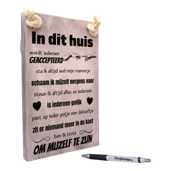 Tekstbord - ben ik trots om mijzelf te mogen zijn