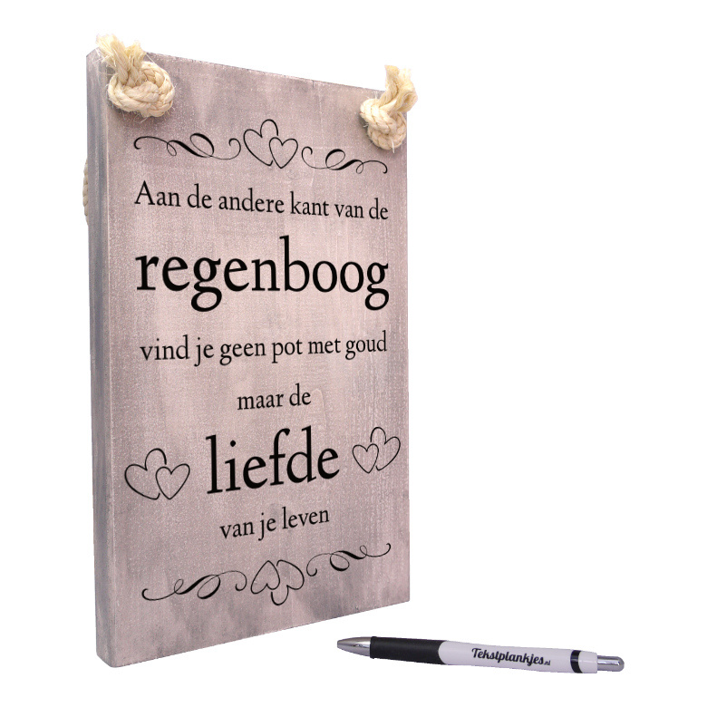 Tekst op hout - aan de andere kant van de regenboog