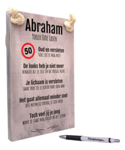 Tekst op hout - abraham - 50 jaar - verjaardag