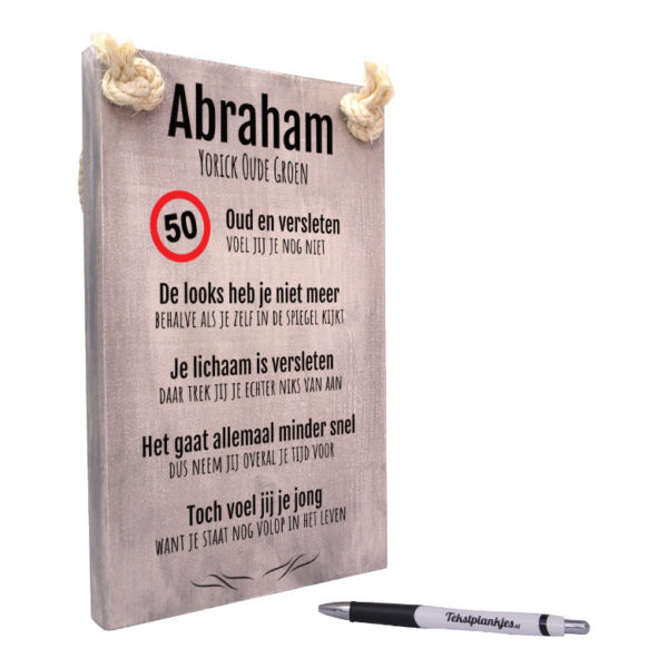 Tekst op hout - abraham - 50 jaar - verjaardag