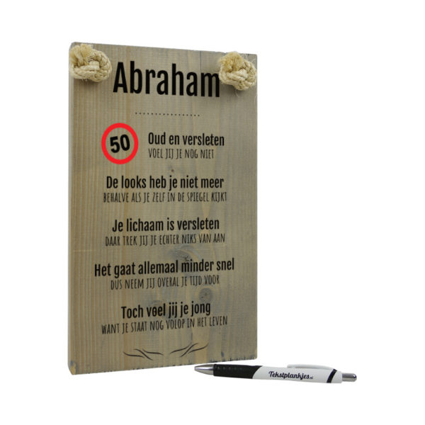 Tekst op hout - abraham - 50 jaar - verjaardag
