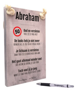 Tekst op hout - abraham - 50 jaar - verjaardag