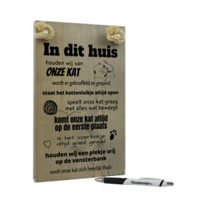 Tekst op hout - in dit huis houden wij van onze kat