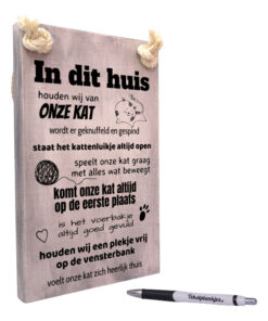 Tekst op hout - in dit huis houden wij van onze kat