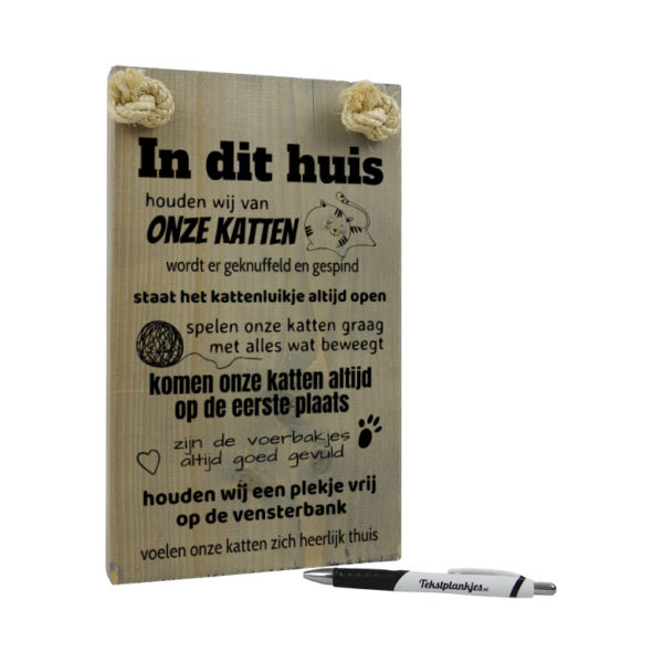 Tekst op hout - in dit huis houden wij van onze katten