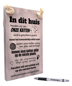 Tekst op hout - in dit huis houden wij van onze katten