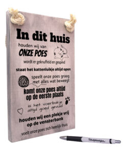 Tekst op hout - in dit huis houden wij van onze poes