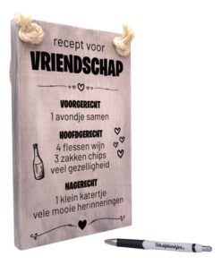 tekst op hout - tekstbord - origineel cadeau - recept voor vriendschap