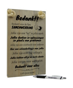 tekst op hout - origineel cadeau - tekstbord - bedankje voor je collegas