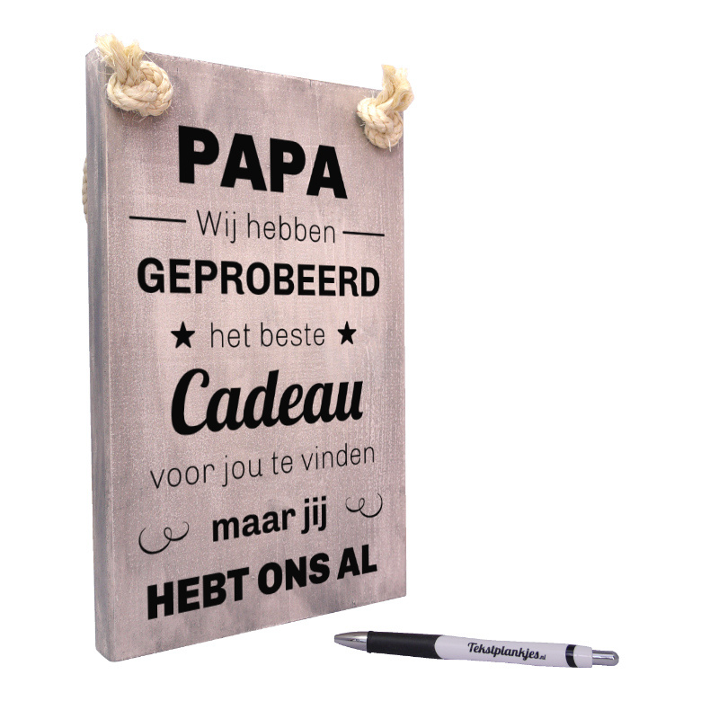 tekst op hout - papa leukste cadeau vaderdag