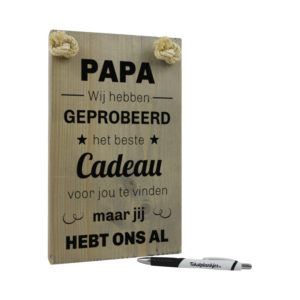 tekst op hout - papa leukste cadeau vaderdag