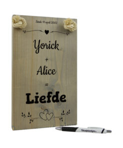 tekst op hout - tekstbord - origineel cadeau vriend - cadeau vriendin - jij plus ik is liefde