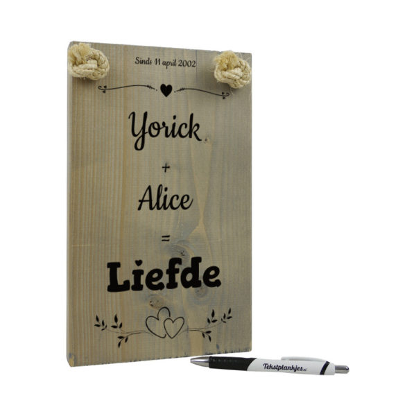 tekst op hout - tekstbord - origineel cadeau vriend - cadeau vriendin - jij plus ik is liefde