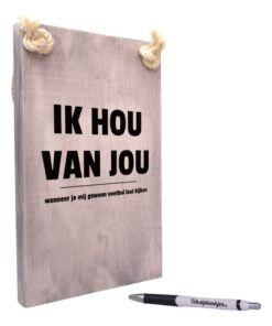 tekst op hout - tekstbord - origineel cadeau vriendin - ik hou van jou wanneer je mij gewoon voetbal laat kijken