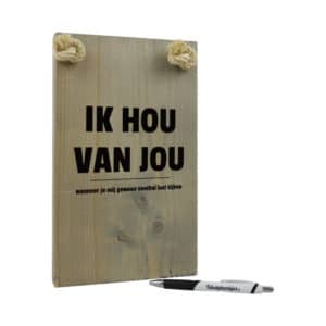 tekst op hout - tekstbord - origineel cadeau vriendin - ik hou van jou wanneer je mij gewoon voetbal laat kijken