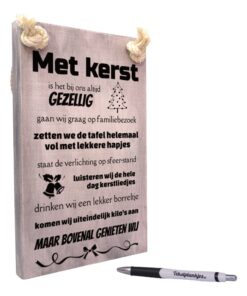 tekst op hout - tekstbord - origineel cadeau kerst - Met kerst genieten wij