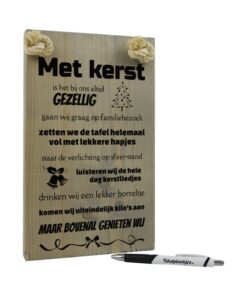 tekst op hout - tekstbord - origineel cadeau kerst - Met kerst genieten wij