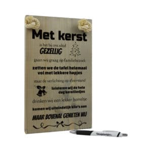 tekst op hout - tekstbord - origineel cadeau kerst - Met kerst genieten wij