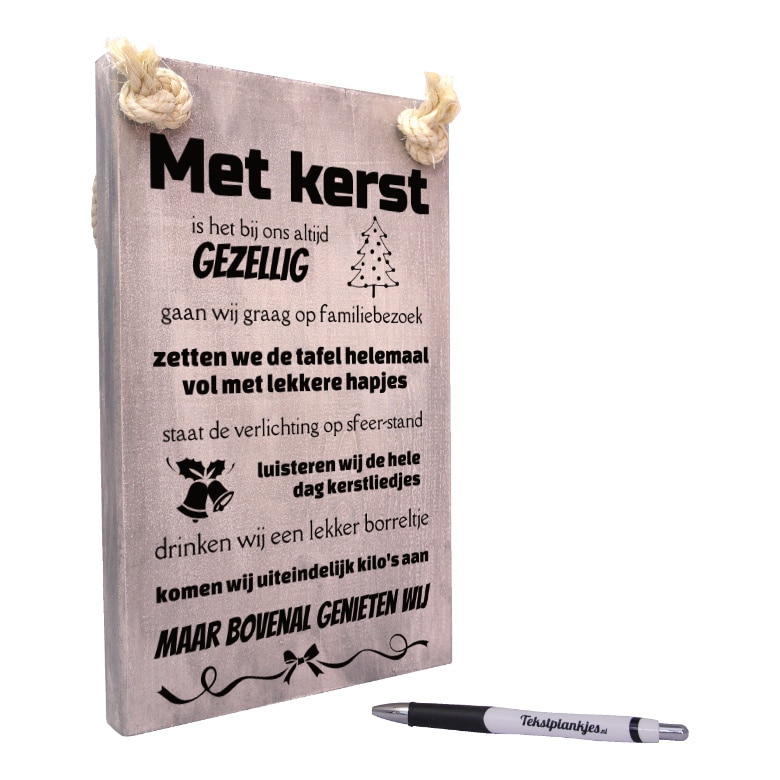 tekst op hout - tekstbord - origineel cadeau kerst - Met kerst genieten wij