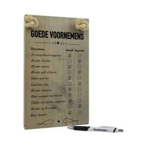 tekst op hout - tekstbord - origineel cadeau - goede voornemens checklist - nieuw jaar