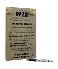 verjaardagscadeau abraham - cadeau 50 jaar 1970 geboren inclusief naam jarige - tekstbord