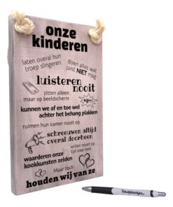 tekst op hout - origineel cadeau voor ouders - cadeau vader - cadeau moeder - onze kinderen - wij houden toch van ze