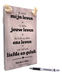 origineel cadeau liefde - persoonlijk huwelijkscadeau - jij en ik is heel veel liefde en geluk samen