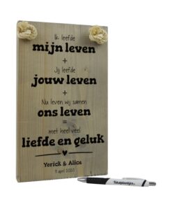 origineel cadeau liefde - persoonlijk huwelijkscadeau - jij en ik is heel veel liefde en geluk samen