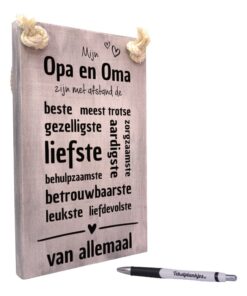 origineel cadeau opa en oma - tekstbord - tekst op hout - mijn opa en oma zijn de beste en liefste van allemaal