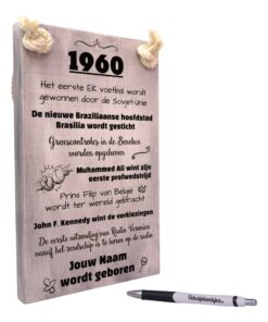 tekst op hout - tekstbord - cadeau 60 jaar verjaardag - verjaardagscadeau geboren in 1960