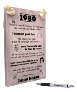 tekst op hout - tekstbord - origineel cadeau 40 jaar verjaardag - verjaardagscadeau geboren in 1980