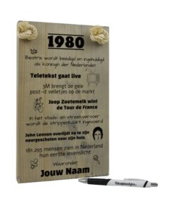 tekst op hout - tekstbord - origineel cadeau 40 jaar verjaardag - verjaardagscadeau geboren in 1980
