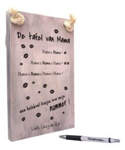 moederdag cadeau - cadeau mama - origineel cadeau - tekst op hout - tekstbord - vandaag leren we de tafel van mama