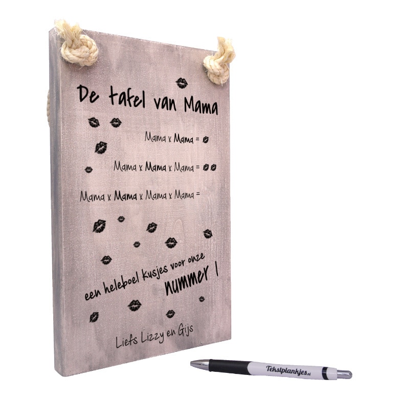 moederdag cadeau - cadeau mama - origineel cadeau - tekst op hout - tekstbord - vandaag leren we de tafel van mama