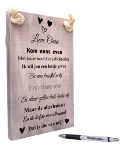 origineel cadeau oma - tekst op hout - tekstbord - tekstplankje - de liefste oma is die van mij